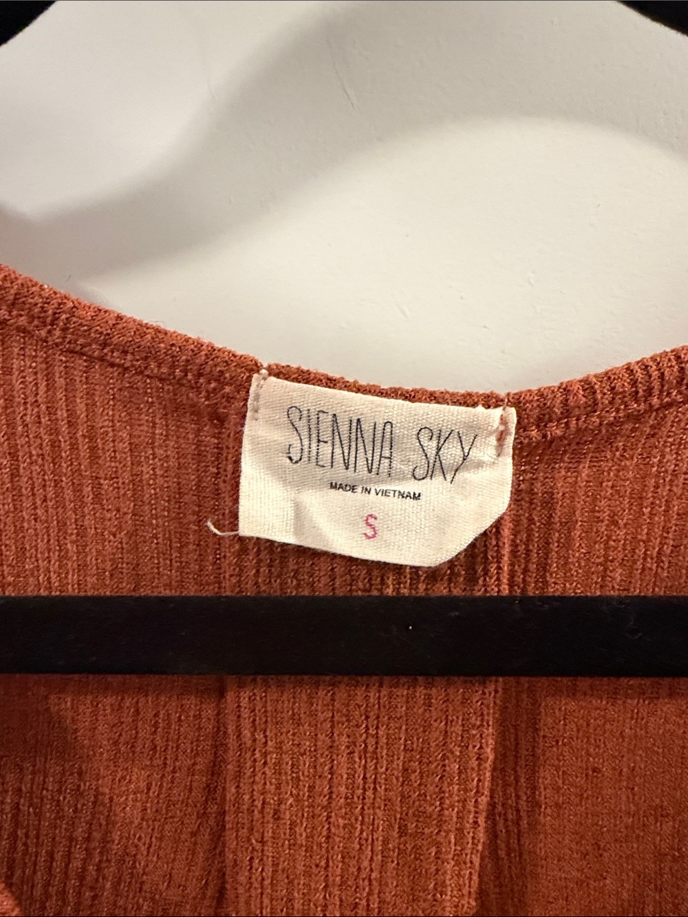 Sienna Sky Rust Ribbed Button-Front Tie Tank - Picture 2 of 3